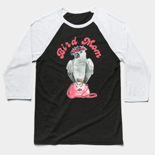 Bird Mom African Grey Parrot Watercolor Baseball T-Shirt